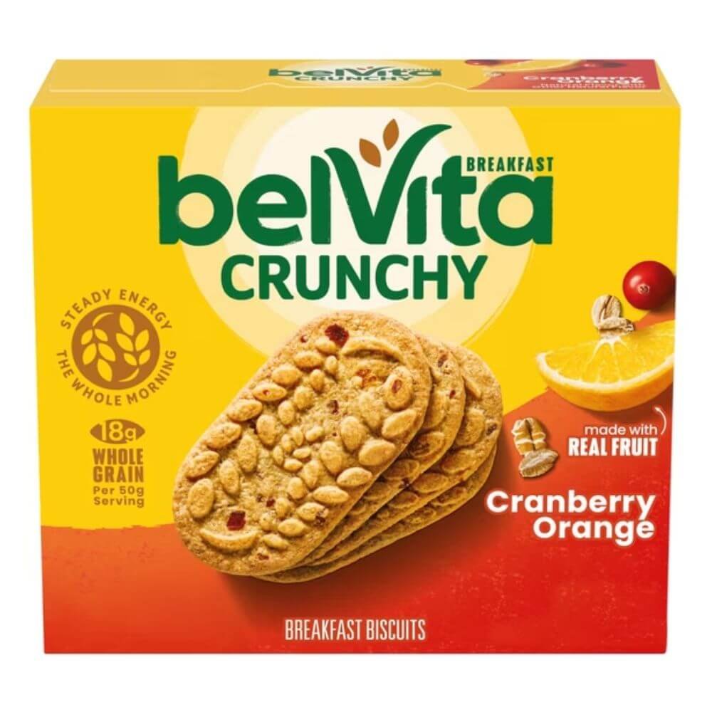 belVita Breakfast Bars Biscuits, Cranberry Orange, 5 Packs (4 Biscuits Per Pack)