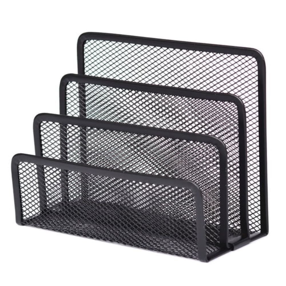 Yatlte Black Mesh Desktop Organizer with 6 Compartments and Drawer