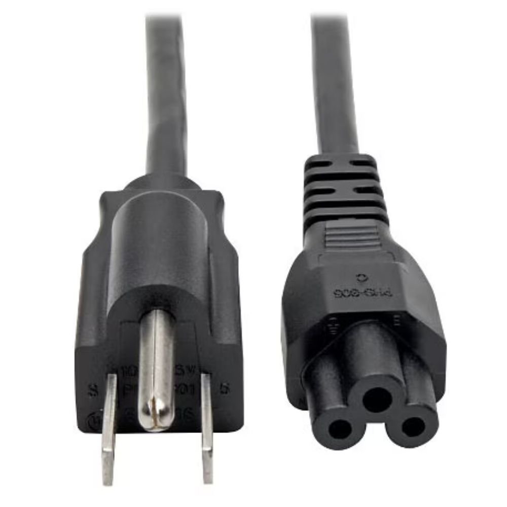 Eaton Tripp Lite Series 3-Slot Power Cord, NEMA 5-15P To C5 - Laptop/Notebook, 10A, 125V, 18 AWG, 10 Ft. (3.05 M), Black