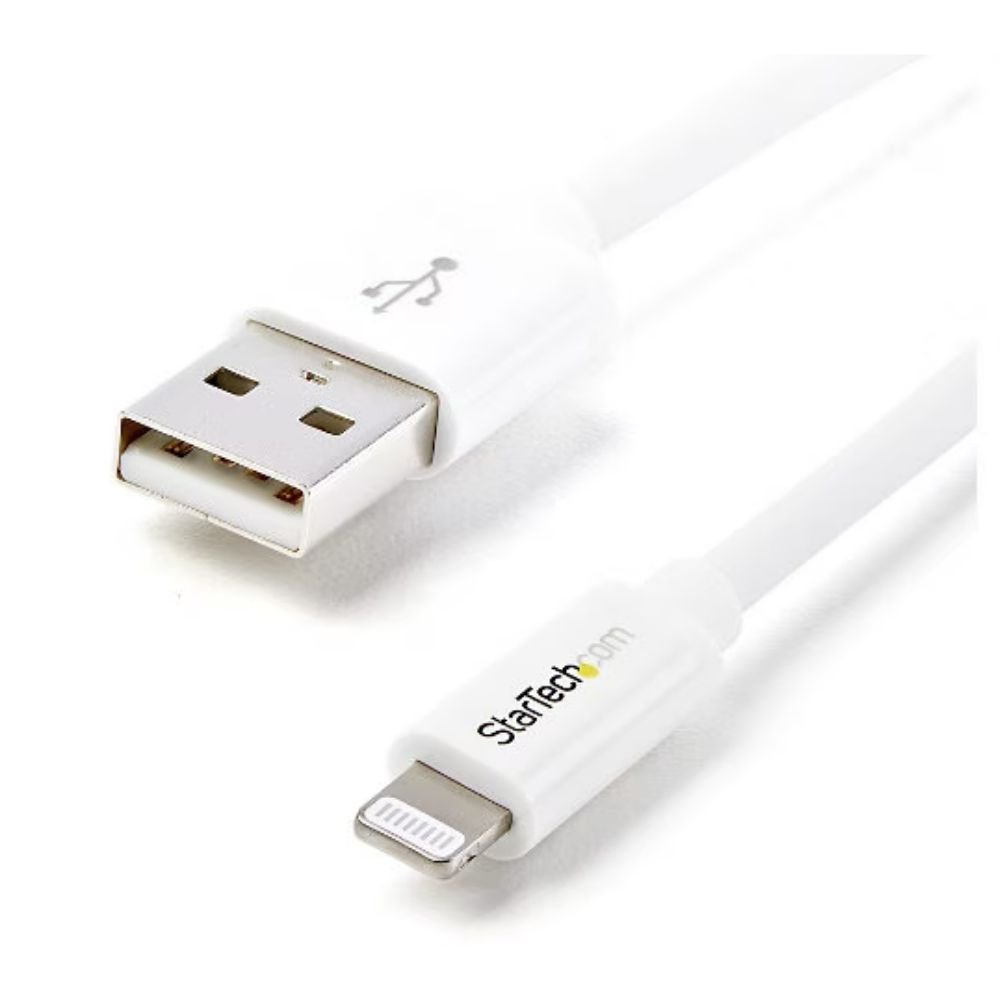 StarTech 2m (6ft) Long White Apple 8-pin Lightning Connector To USB Cable For IPhone / IPod / IPad