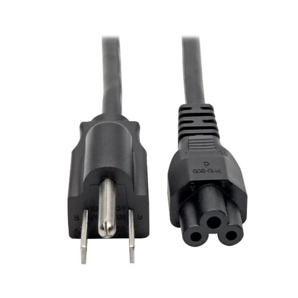 Eaton Tripp Lite Series 3-Slot Power Cord, NEMA 5-15P To C5 - Laptop/Notebook, 10A, 125V, 18 AWG, 10 Ft. (3.05 M), Black