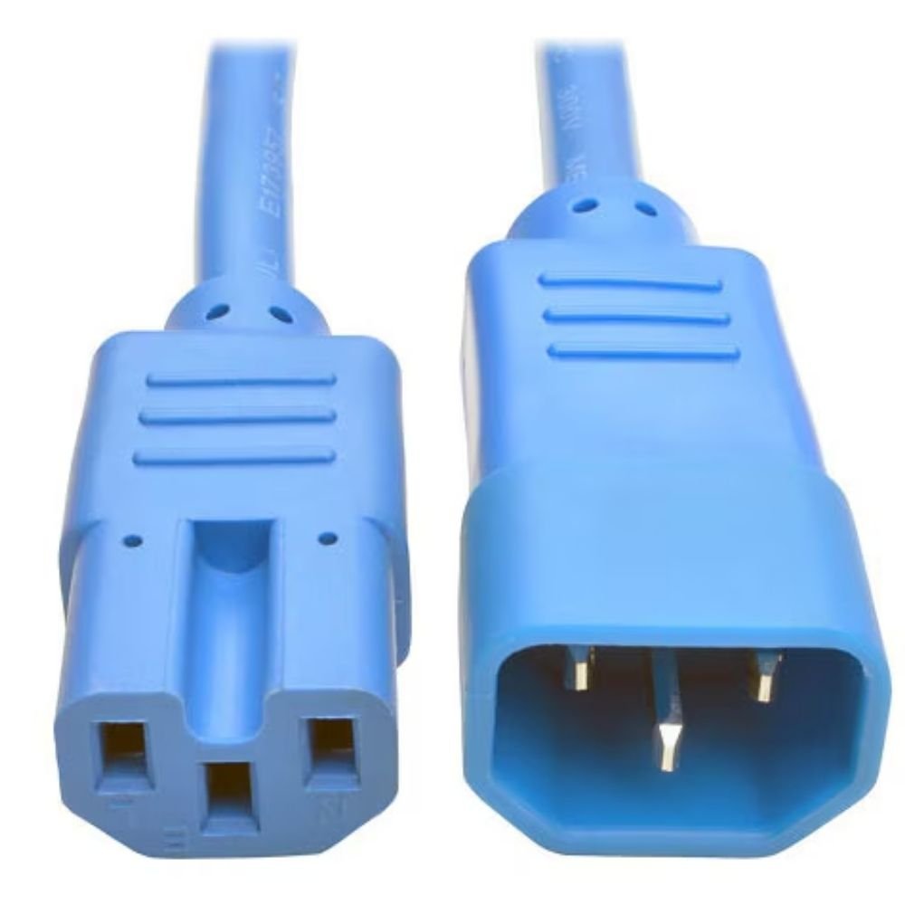 Eaton Tripp Lite Series Power Cord C14 to C15 - Heavy-Duty, 15A, 250V, 14 AWG, 3 ft. (0.91 m), Blue - power cable - IEC
