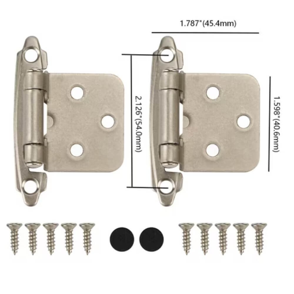 Hyper Tough Satin Nickel Steel Cabinet Hinges, 10 Pack