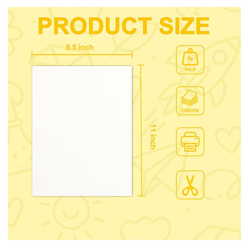 45 Sheets White Cardstock Paper, 8.5 x 11, 80 lb / 235 gsm, Heavyweight Printer Cardstock for Printing, DIY Projects, Invitations, Scrapbooking & Craf