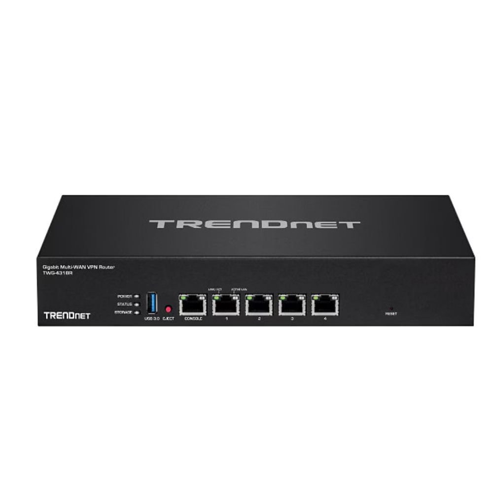 TRENDnet Gigabit Multi-WAN VPN Business Router; TWG-431BR; 5 X Gigabit Ports; 1 X Console Port; QoS; Inter-VLAN Routing;