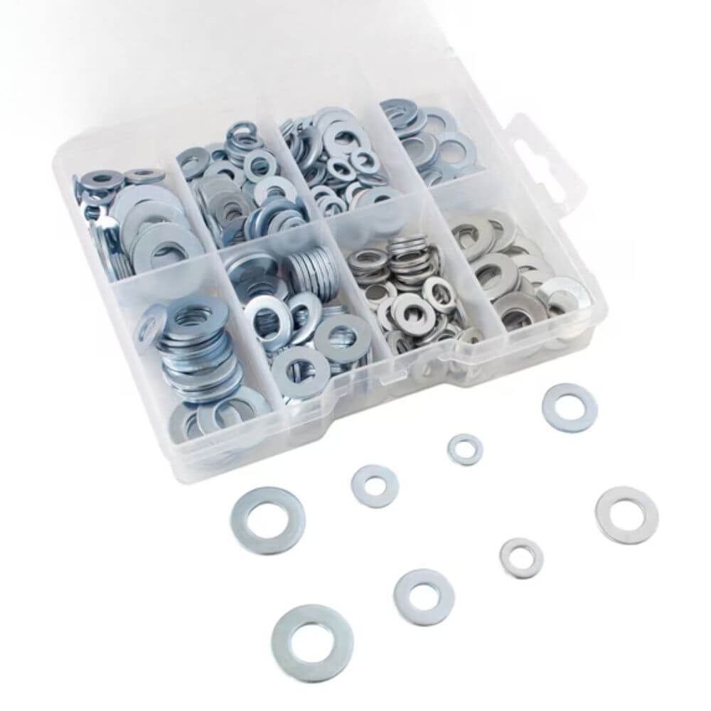 Hyper Tough 300-Piece Zinc-Plated Flat Washer Assortment with Storage Case