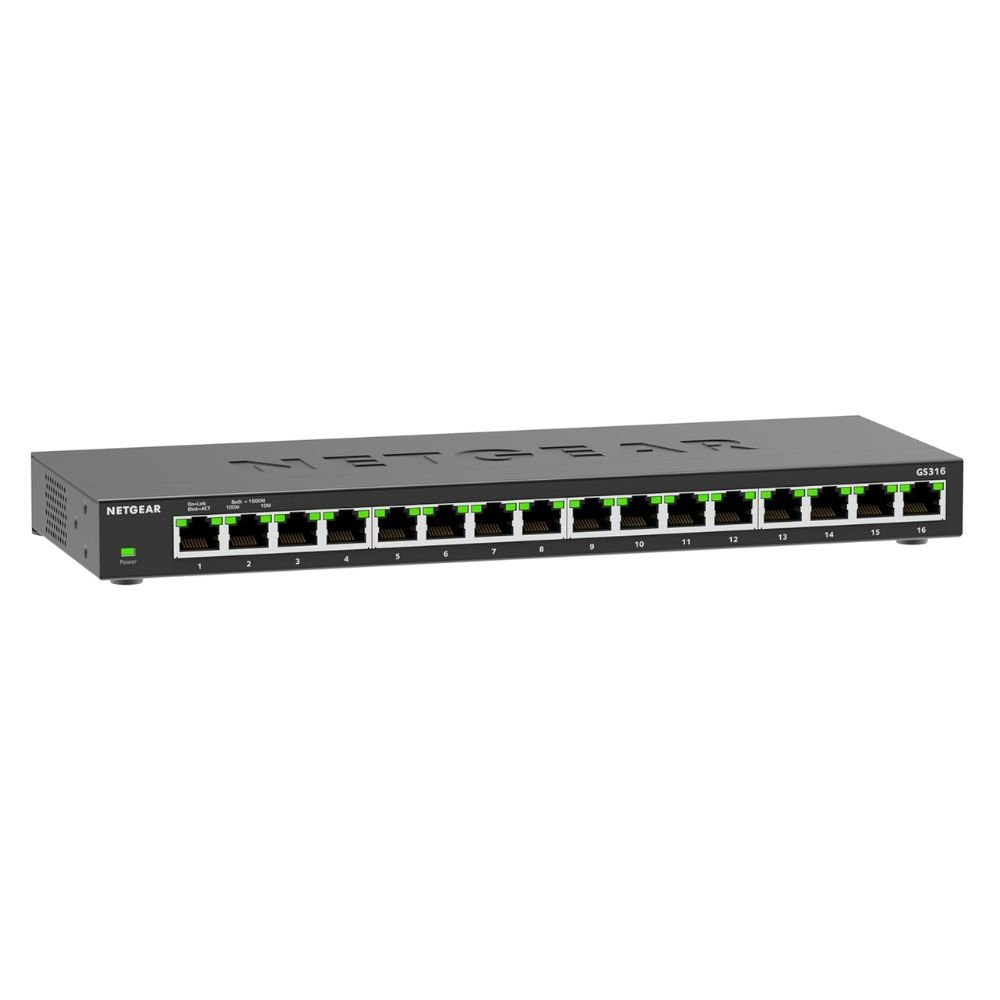 NETGEAR 16-Port Gigabit Ethernet Unmanaged Network Switch (GS316v3) – Plug-and-Play, Fanless Silent Metal Housing, Desktop Or Wall Mount, With 802.1p 