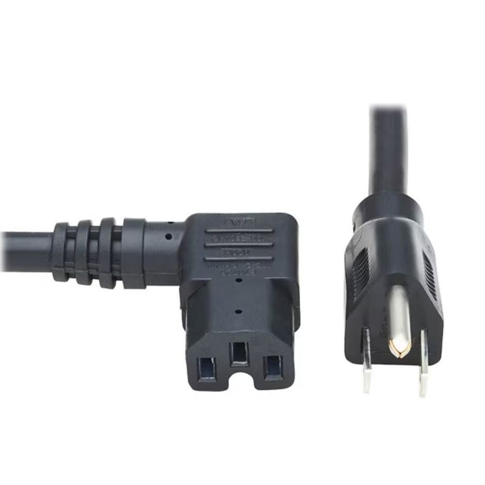 Eaton Tripp Lite Series Power Cord, NEMA 5-15P To Right-Angle C15 - Heavy-Duty, 15A, 125V, 14 AWG, 8 Ft. (2.43 M), Black