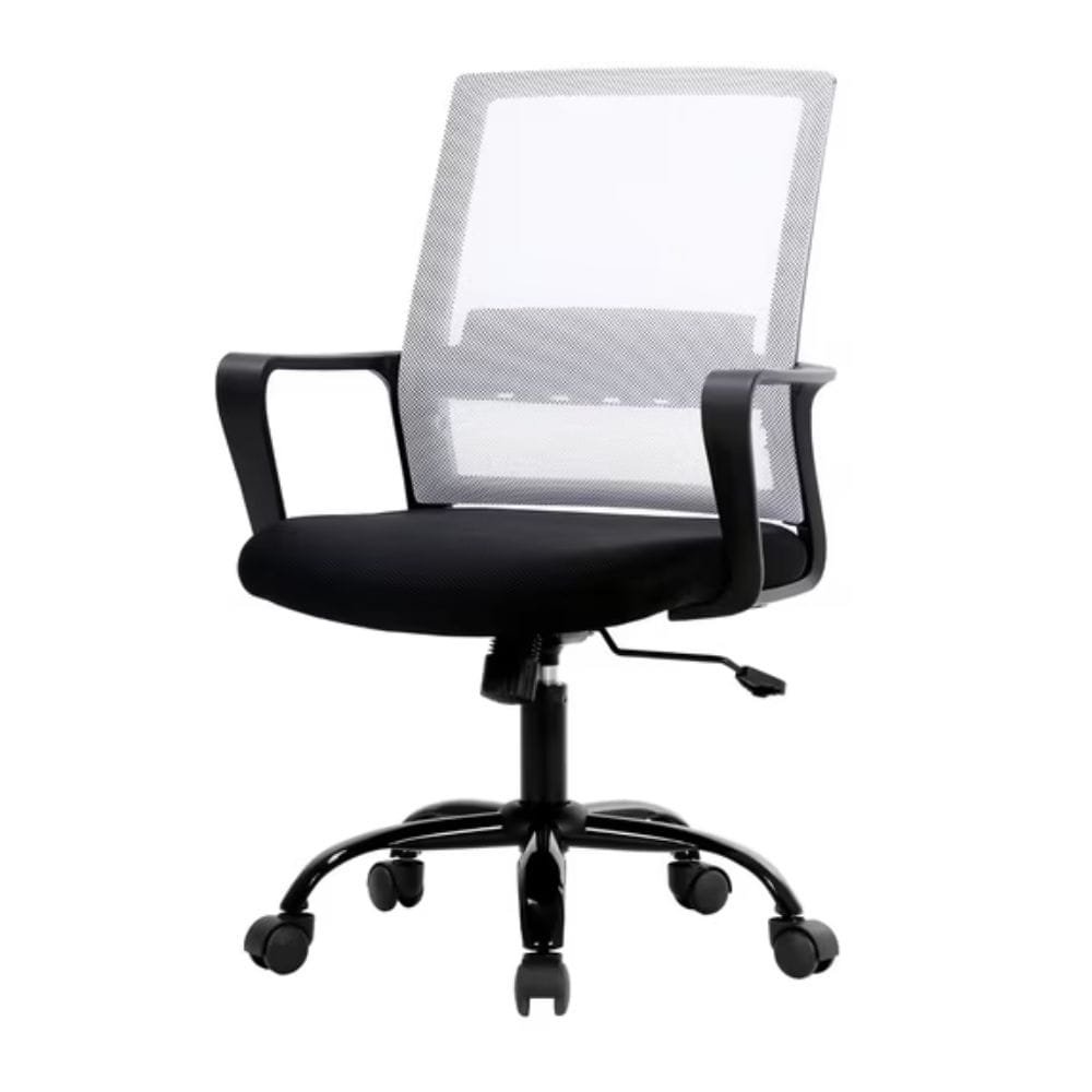 YRLLENSDAN Mesh Home Office Chair for Adults, Adjustable Height, Lumbar Support, Padded Arms, 360° Swivel, Rolling Desk Chair, White