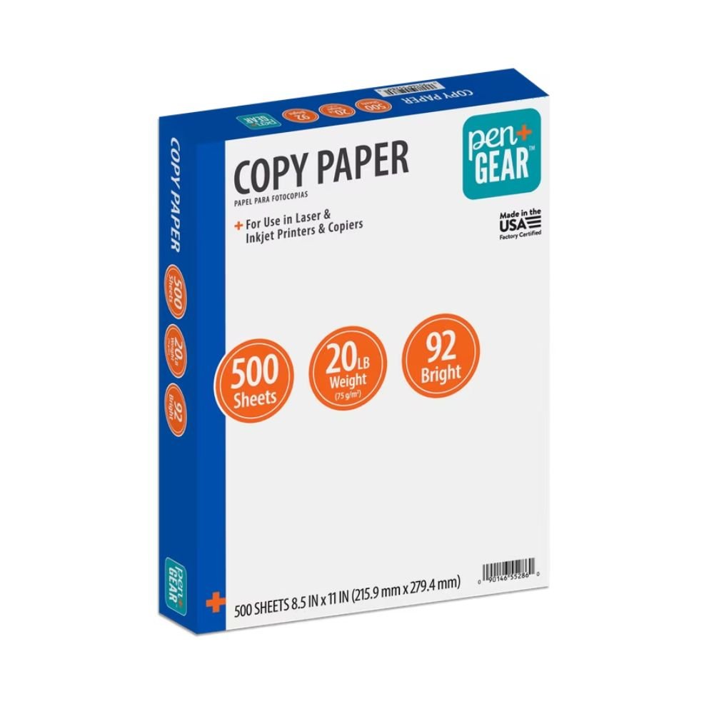 Pen + Gear Copy Paper, 8.5 x 11, 20 lb, 92 Bright, White, 1 Ream (500 Sheets), Multipurpose Printer Paper