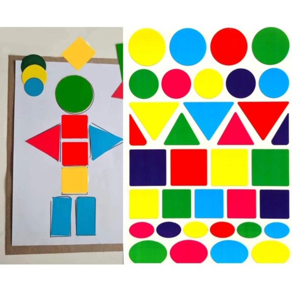 Asorted Shapes Stickers Dots,Triangle, Oval, and Square in Multicolor Sticker Large Labels -175 Pack