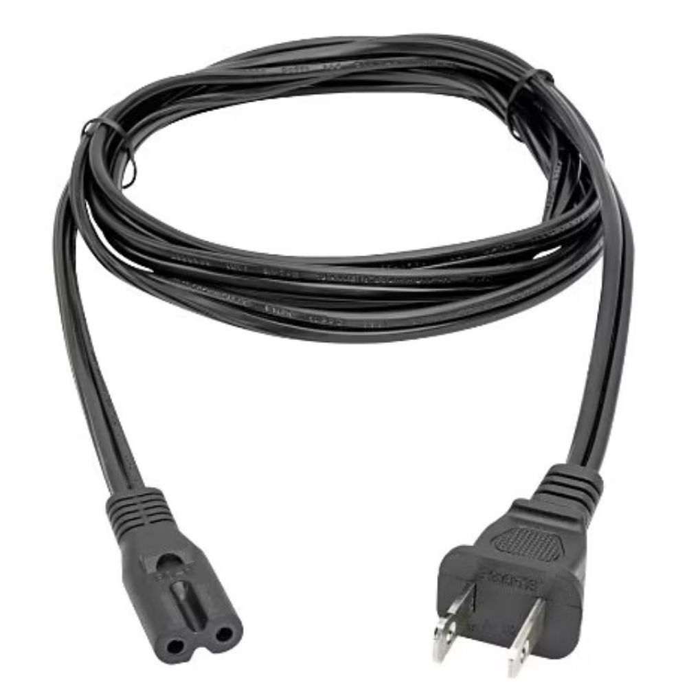 Eaton Tripp Lite Series 2-Slot Non-Polarized Replacement Power Cord, 1-15P To C7 10A, 120V, 18 AWG, 6 Ft. 1.83 M, Black