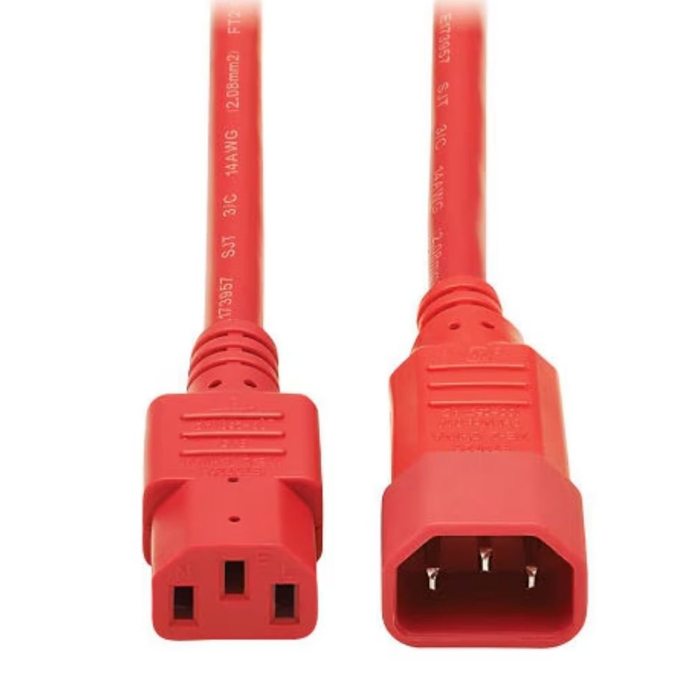 Eaton Tripp Lite Series Heavy-Duty PDU Power Cord, C13 To C14 - 15A, 250V, 14 AWG, 6 Ft. (1.83 M), Red - Power Extension