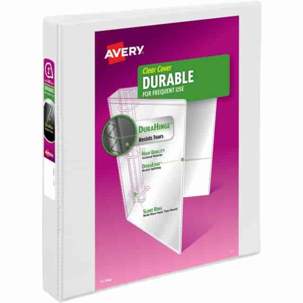 Avery Durable View 1" Binder, White Binder (17012)