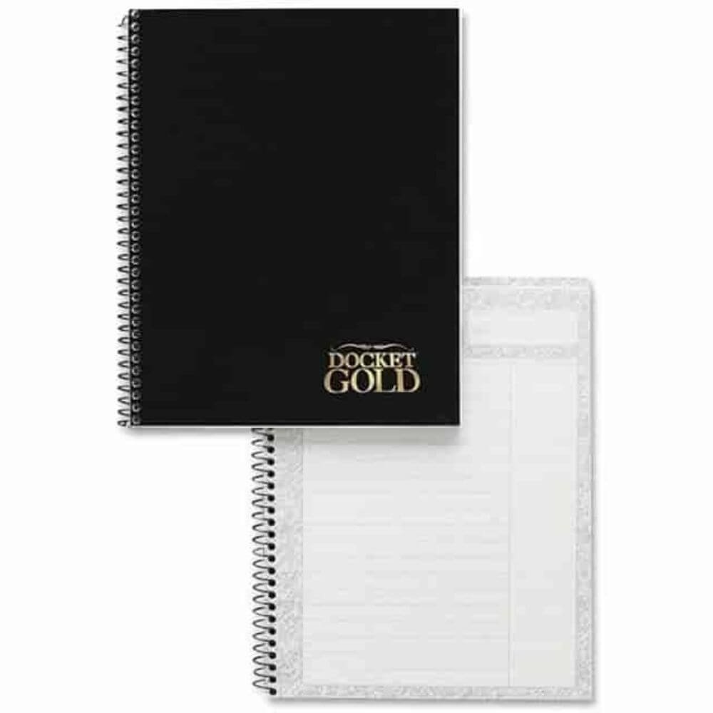 TOPS Docket Gold Wirebound Project Planner, Action, 6 3/4" X 8 1/2" Sheet Size, Wire Bound, Chipboard, White, Chipboard, Perforated, Notepad, 1 Each
