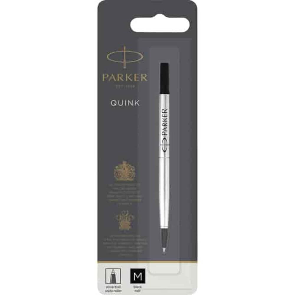 Parker Rollerball Pen Refill, 0.70 Mm , Medium Point, Black Ink, 1 Each