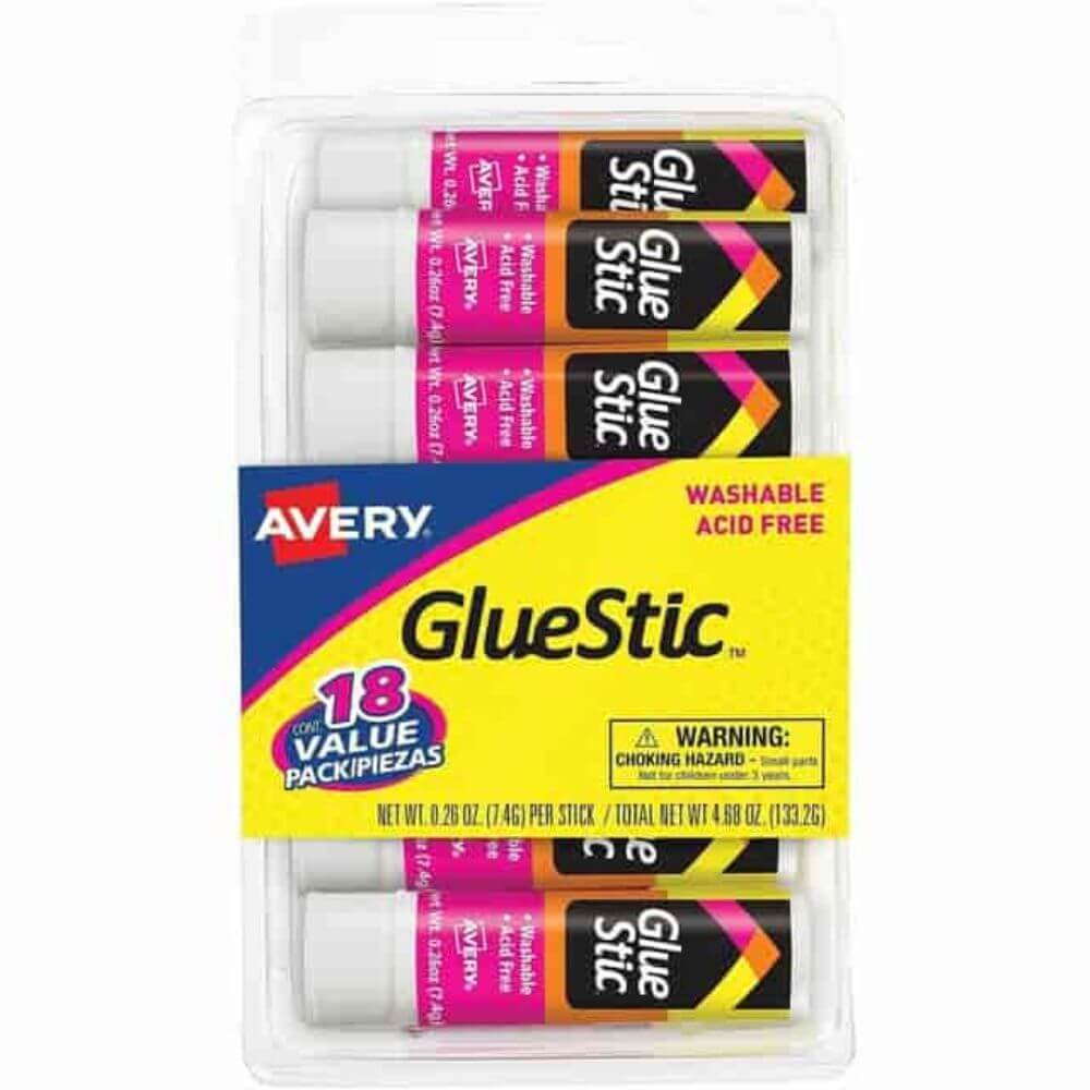 Avery Glue Stick, 0.26 Oz, White, 18 / Pack