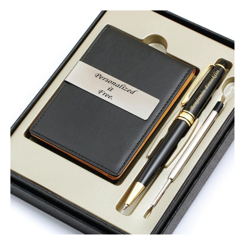 Custom Engraved Pen and Money Clip Wallet Gift Set Luxury