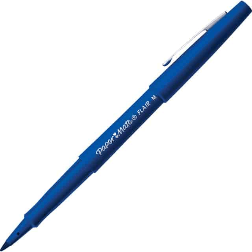 Point Guard Flair Porous Point Stick Pen, Blue Ink, Medium, Dozen