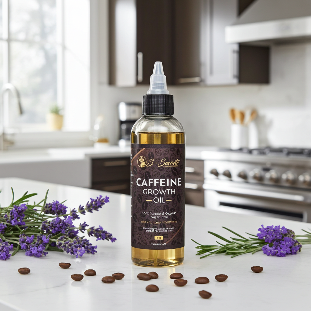 Caffeine Hair Growth Oil 4oz - Hair Growth Oil For Thinning, Balding With Caffeine, Biotin, Castor Oil & Essential Oils For All Hair Types
